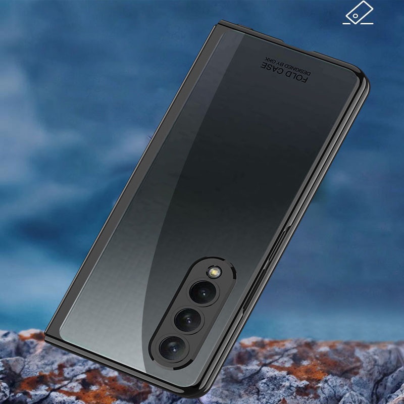 Bao Da Điện Thoại Siêu Mỏng Trong Suốt Mạ Điện Cho samsung galaxy z fold 4 fold3 Ốp