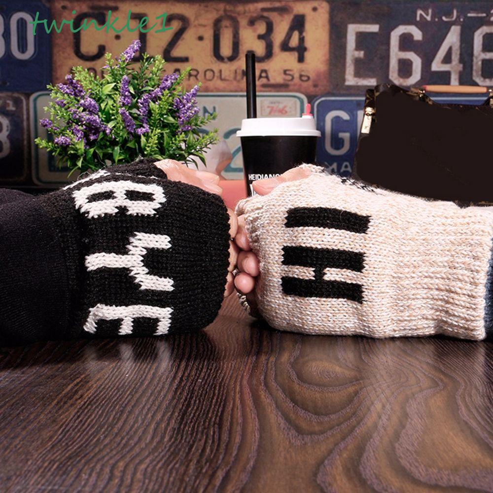 Găng Tay Hở Ngón Vải Nhung Dệt Kim Thoáng Khí Thời Trang Thu Đông Cho Nam