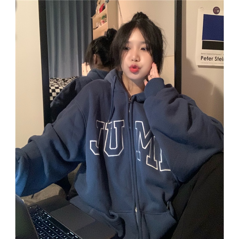 Áo khoác hoodie form rộng cho nữ TABISHOP áo hoodie zip nỉ bông trơn màu xám phong cách ulzzang unisex mặc thu đông