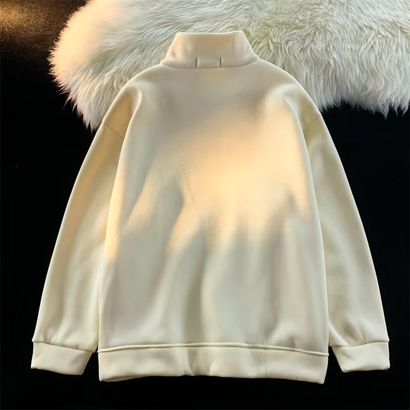 Áo Sweater Lông Cừu Cổ Đứng Tay Dài Dáng Rộng Thời Trang Mùa Đông Cho Nam Và Nữ