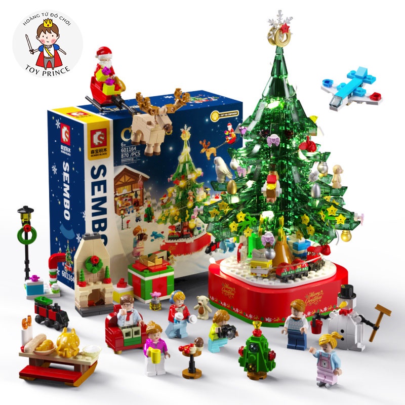ĐỒ CHƠI LẮP RÁP KIỂU LEGO MÔ HÌNH CHIẾC HỘP ÂM NHẠC PHÁT SÁNG CÂY THÔNG ĐÊM GIÁNG SINH QUÀ TẶNG NOEL 601164 với 870pcs