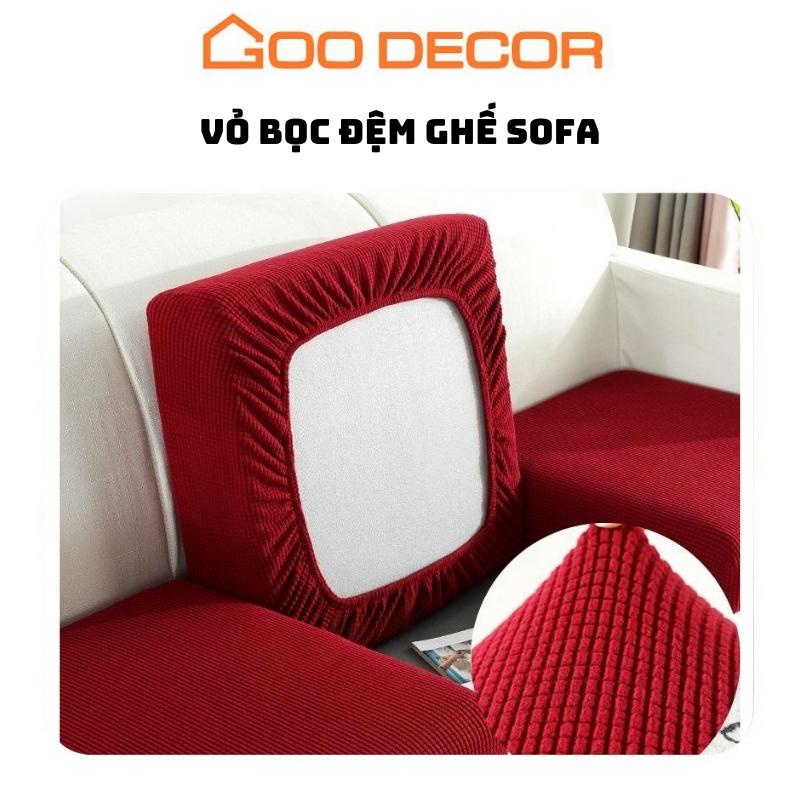 Bọc sofa, bọc đệm ghế sofa vải nhung gân dày dặn co giãn 1 2 3 4 chỗ - GOO Decor