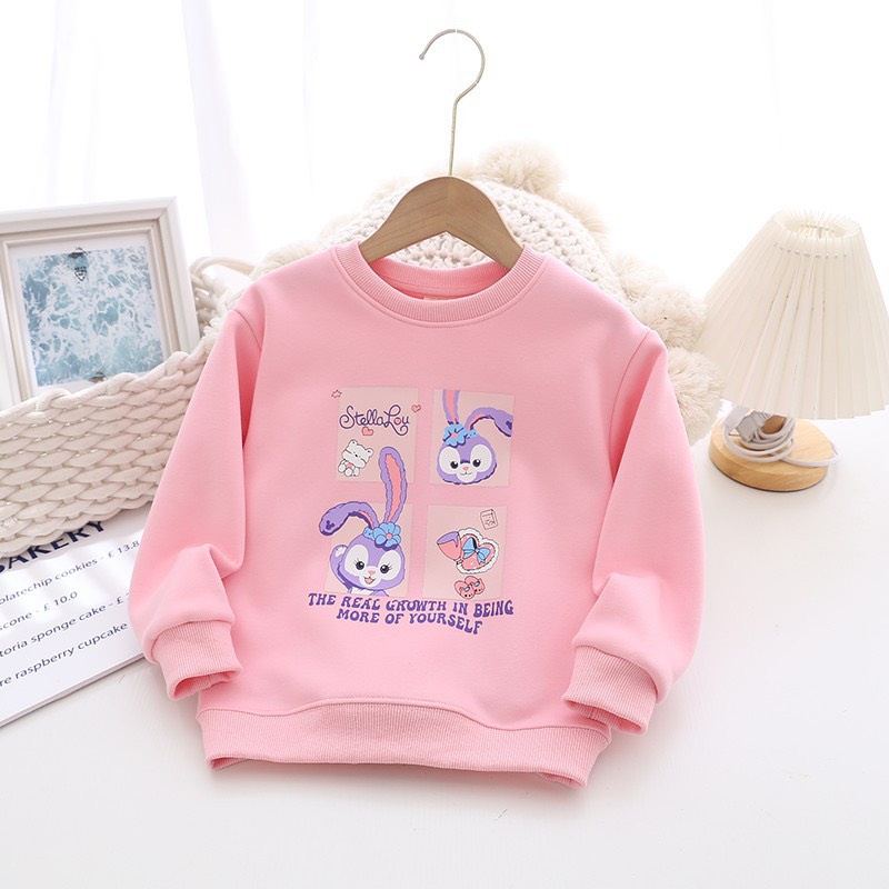 Áo thu đông cho bé gái size nhỡ đại TAI THỎ, áo dài tay bé gái  chất Nỉ da cá cao cấp