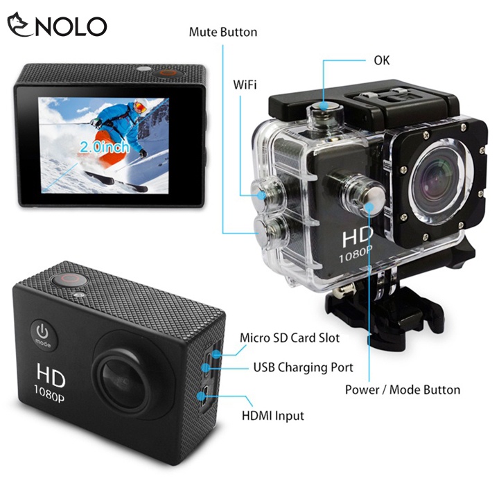 Camera Hành Trình Pin Sạc Sportcam SJ400 Phân Giải FullHD 1080p Chống Nước Chống Bụi Gắn Xe Đạp Xe Máy Thể Thao
