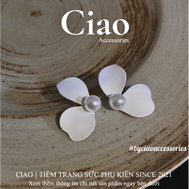 [HOẢ TỐC 1H] Khuyên tai/ Bông tai mạ bạc S925 thiết kế hoạ tiết Kimsie Ciao
