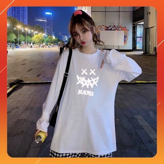 Áo thun nữ form rộng dài tay 💚𝗙𝗥𝗘𝗘𝗦𝗛𝗜𝗣💚 Áo phông nữ form rộng dài tay Trắng XX Phản Quang