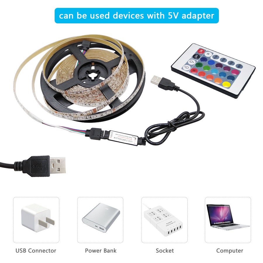 20m Dây Đèn led Rgb usb 5050 2835 5v Dài 5m 10m Trang Trí tv