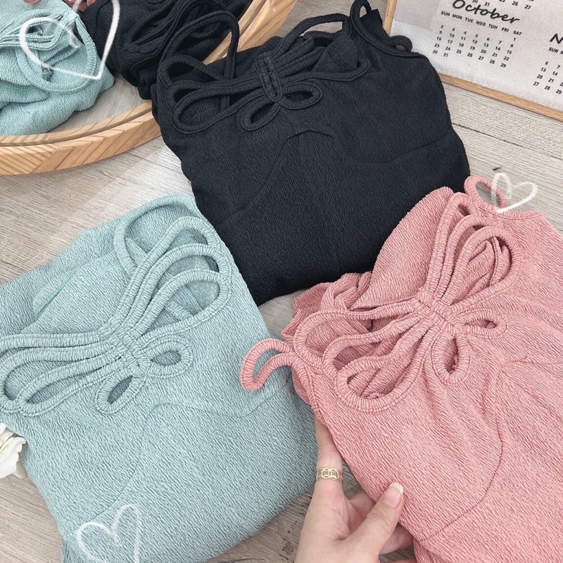 Set đầm dây + khoác tay dài
