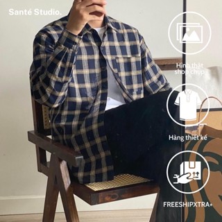 Áo sơ mi caro nam tay dài from rộng - DAILY CHECKED SHIRT by SANTÉ STUDIO