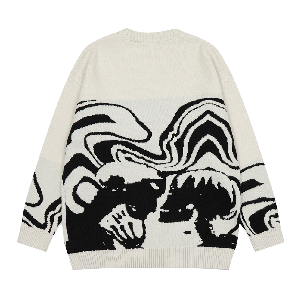Áo Sweater Dệt Kim Chui Đầu In Biểu Tượng Jacqard Thời Trang Mùa Thu Cho Nam Giới