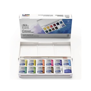 Màu nước thỏi nén Winsor & Newton Cotman Watercolour Half Pans - Sketch pocket box/ Travel Set, 12/ 24 màu