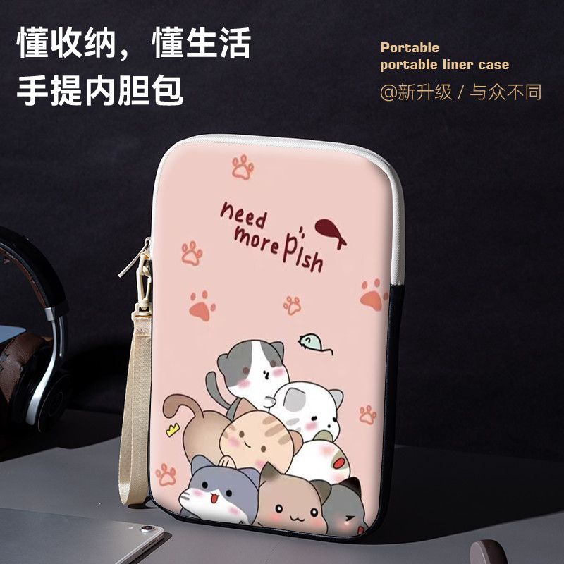 Túi Đựng Laptop 14-inch 15-inch Mini 11 12 Inches Bằng Da PU Họa Tiết Hoạt Hình Dễ Thương Có Dây Đeo Cổ Tay 10-inch