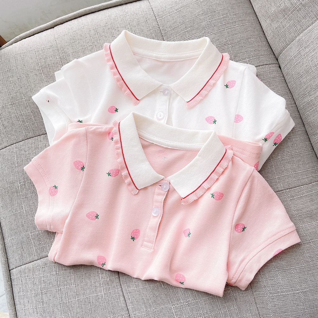 Áo Thun Polo Cotton Ngắn Tay Màu Trơn Mới Cho Nữ