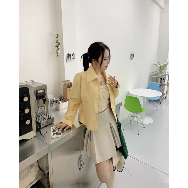 LOOK.STUDIO - ÁO KHOÁC DA VÀNG PASTEL NHẠT