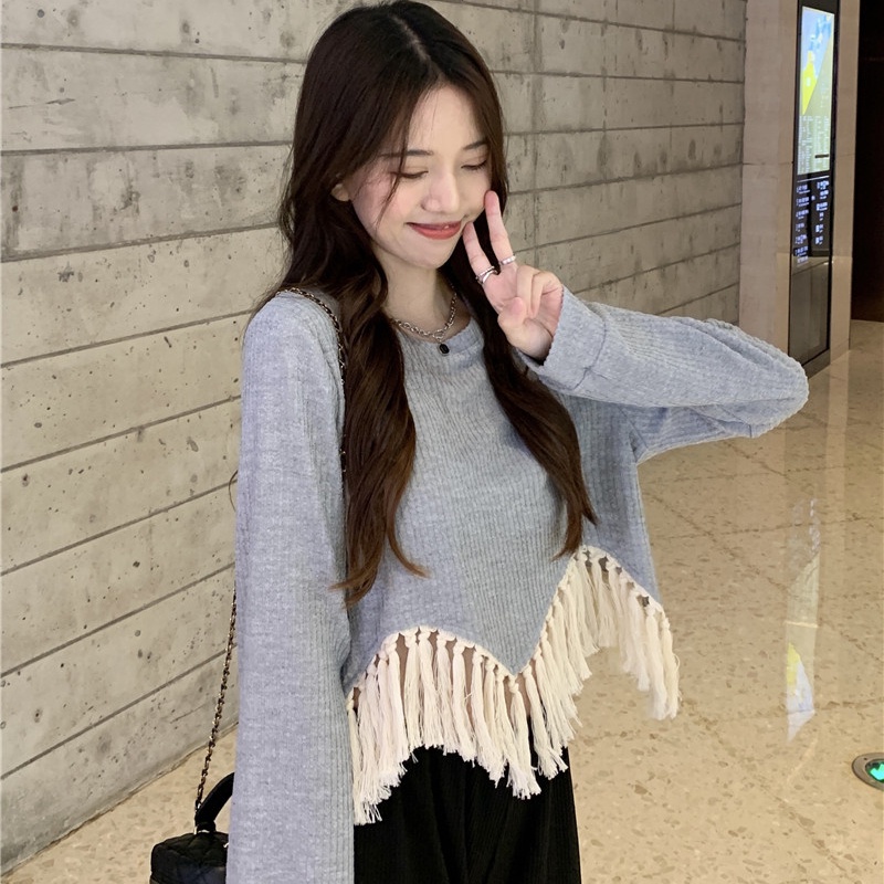 Áo Sweater Dệt Kim Tay Dài Phong Cách Hàn Quốc Thời Trang Mùa Thu Cho Nữ