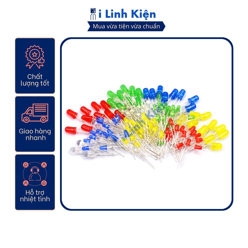 LED 3mm đủ các màu, đa dạng mẫu mã túi 10 con