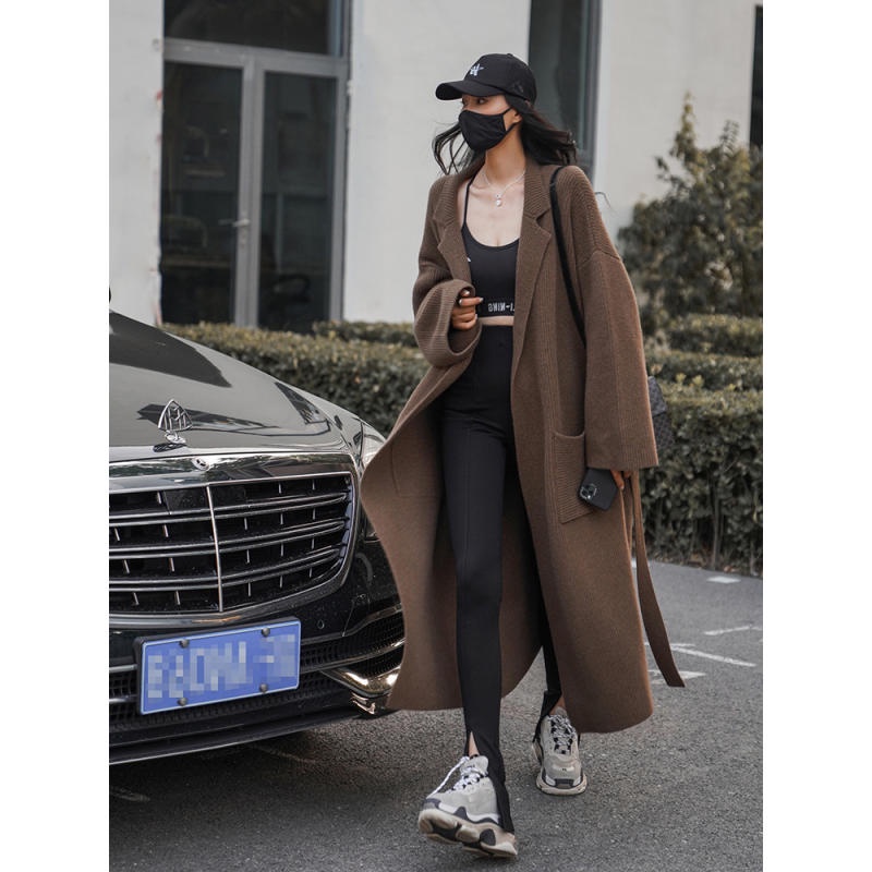 Áo Cardigan Len Áo Khoác Nữ Form Rộng Dáng Dài Qua Gối Dệt Kim Cổ Bẻ Retro Bigsize Kiểu Hàn Quốc Thu Đông AL088