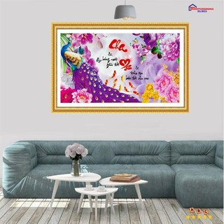 Tranh đính đá cha mẹ công tuyệt đẹp 80cm x 50cm