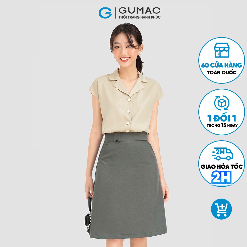 Áo sơ mi nữ công sở kiểu danton AC07063 thời trang GUMAC, chất liệu lụa chéo cao cấp