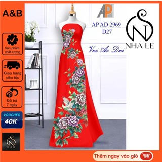 Vải may áo dài in 3D họa tiết Hoa Mẫu Đơn