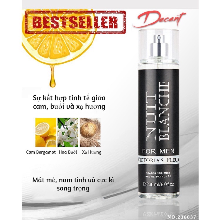 Xịt thơm toàn thân body mist cho nam Victoria's Fleuer