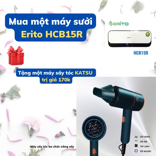 Máy sưởi gốm Erito HCB131R-NV - Máy Điện Tử - BH 12 Tháng