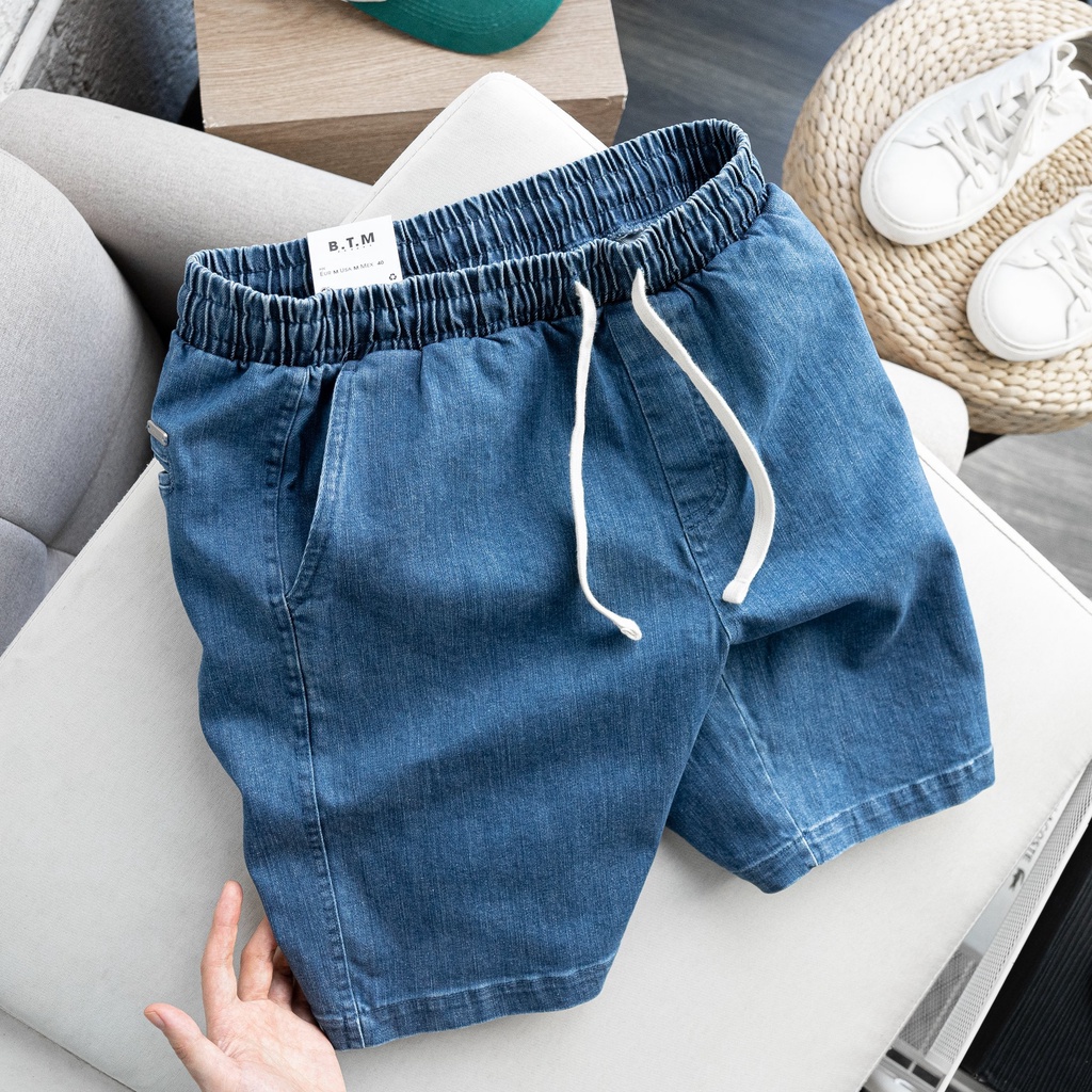 Quần short jean nam , quần lửng jean dây rút form đứng mặc siêu êm B1185