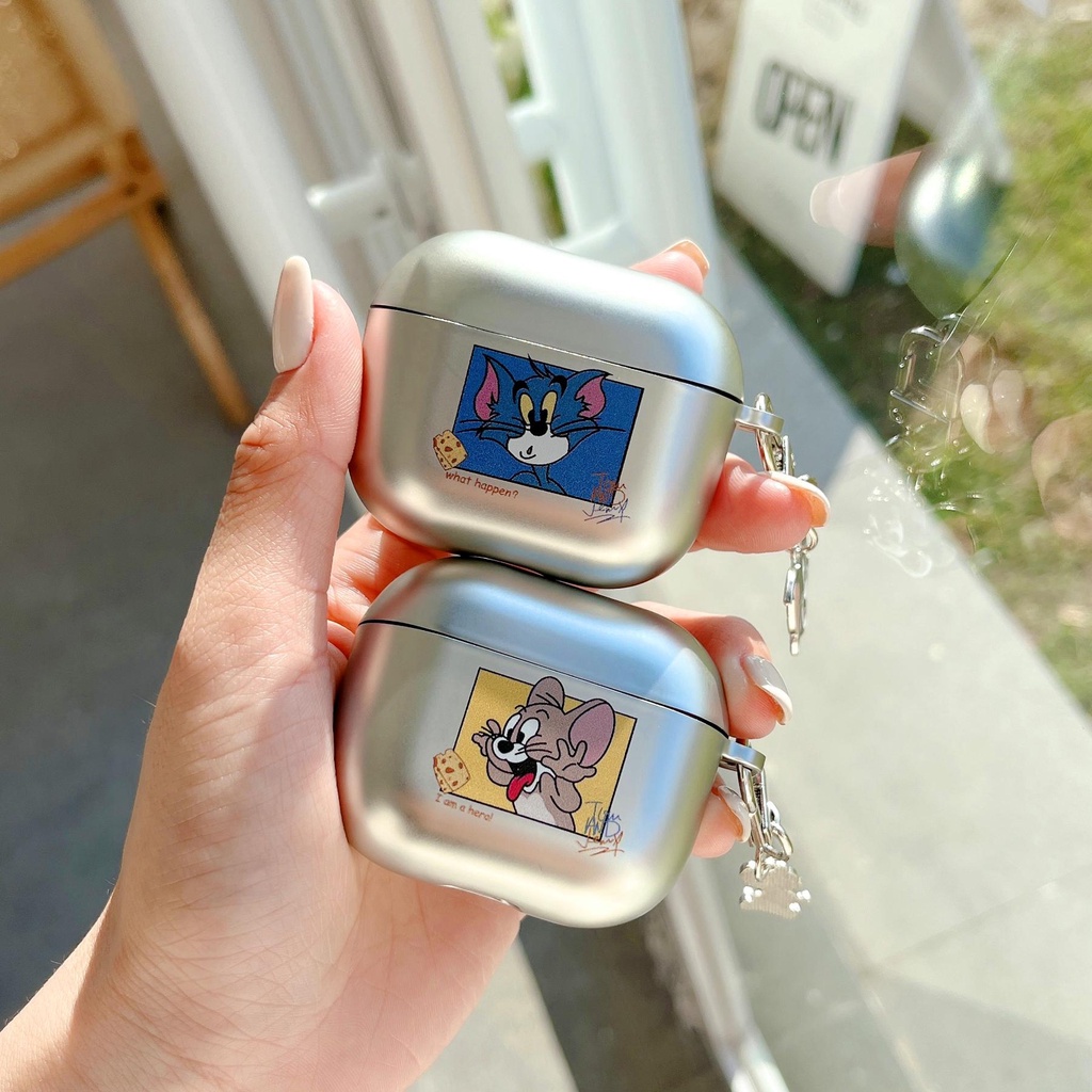 Vỏ Bảo Vệ Hộp Sạc Tai nghe không dây Airpods Pro 2 Gen 2022 Bằng Tpu PC Cứng Nhám Mạ Điện Chống Sốc / Trầy Xước Hình Mèo Và