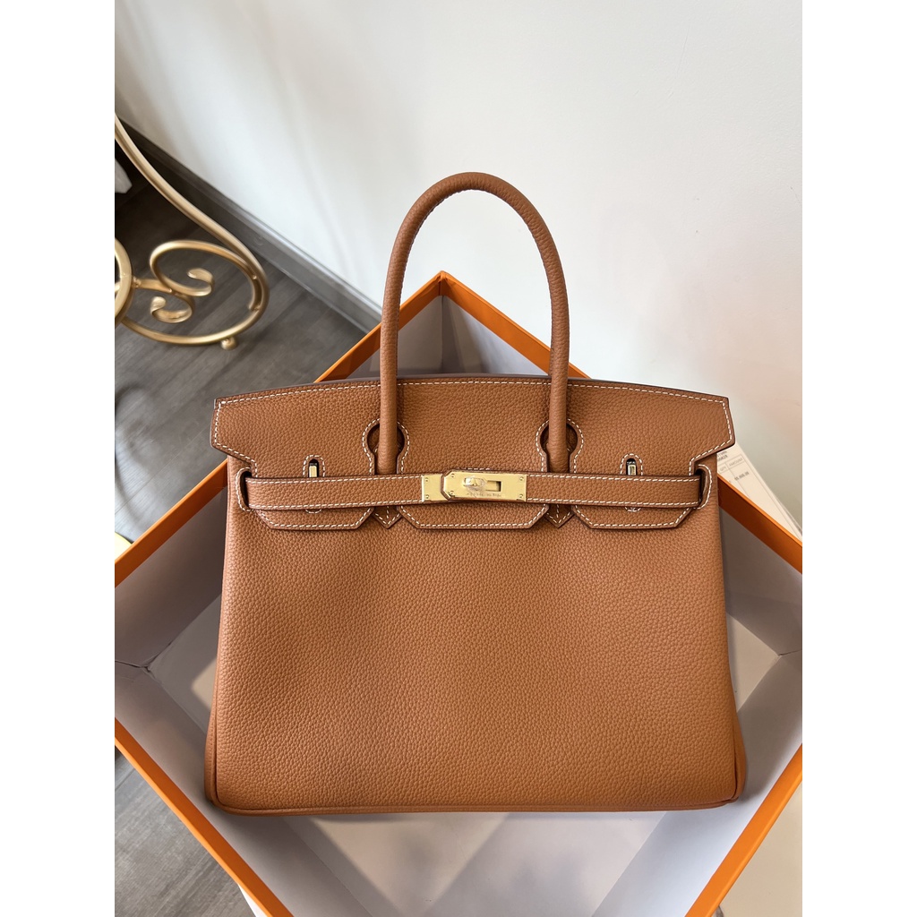 TÚI HERMES BIRKIN DA TOGO MÀU NÂU TÂY BẢN KHÂU TAY BÁN THỦ CÔNG