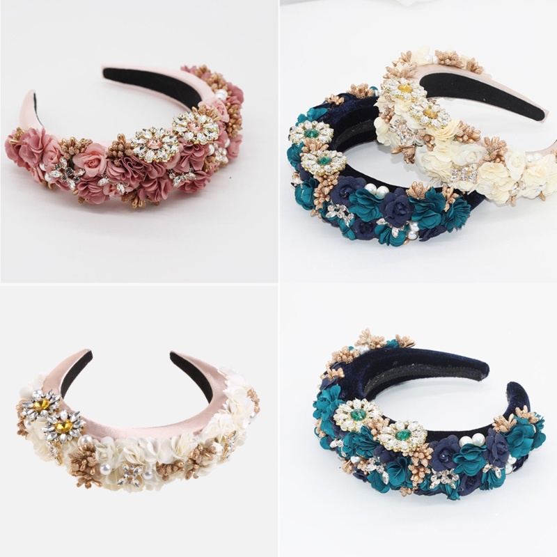 Flgo Băng Đô Cài Tóc Bằng Xốp Đính Đá Hình Hoa Nhiều Màu Ngọt Ngào Phong Cách Baroque