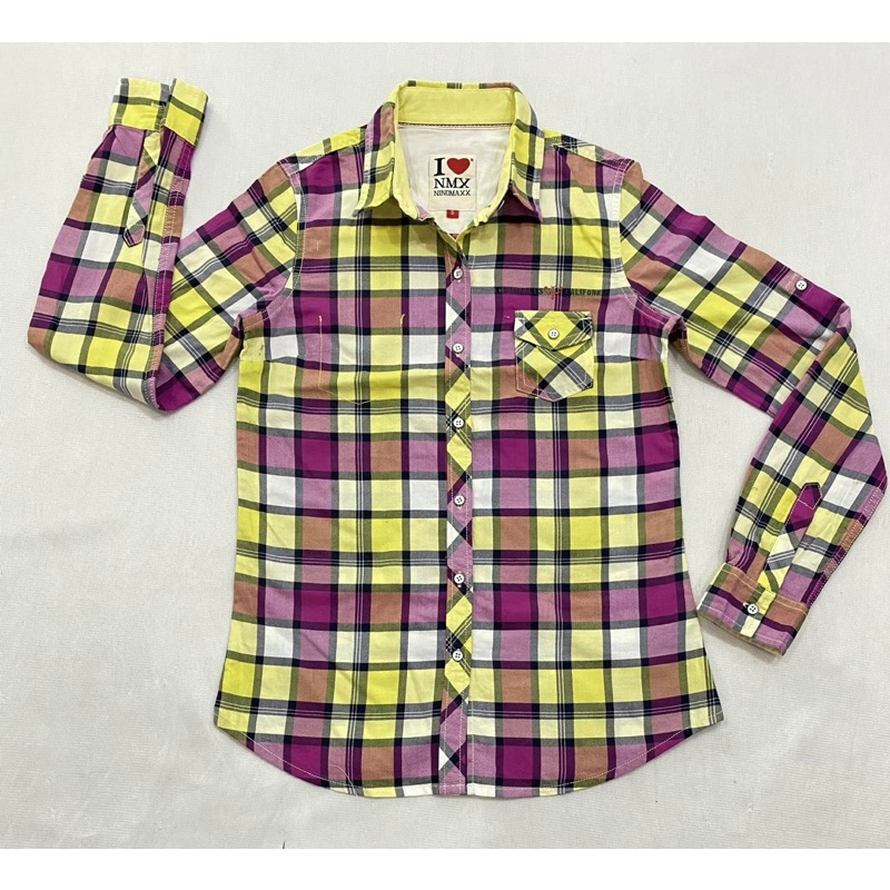 (A487) Áo sơ mi tay dài kẻ vàng Nino.maxx (Size S) - Thanh lý vnxk