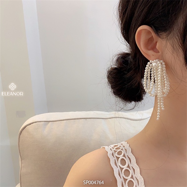 Bông tai nữ ngọc trai nhân tạo Eleanor Accessories chuôi bạc 925 phụ kiện trang sức chuỗi hạt hình nơ