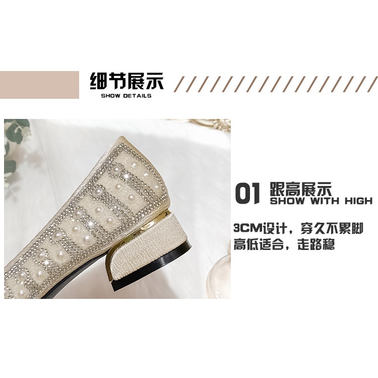 Giày Cao Gót Mũi Nhọn Đính Đá Sang Trọng Cho Cô Dâu