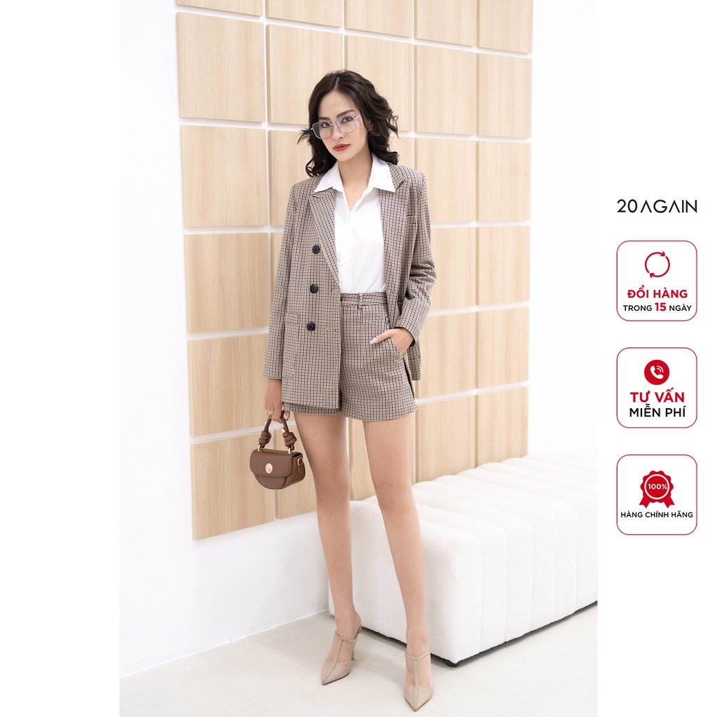 Quần sooc bộ 20AGAIN, thiết kế túi chéo dáng bacsic SBA2457