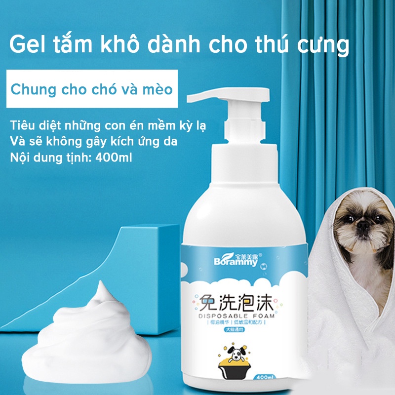 DORRIKEY Sữa tắm khô cho chó mèo 400ml tiện lợi nhanh chóng LI0276