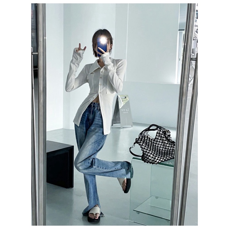 Áo Kiểu Thiết Kế Hai Túi Thời Trang Mùa Thu Mới Cho Nữ