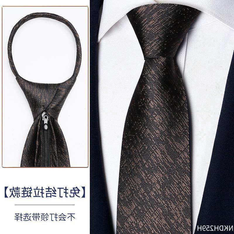 Cà Vạt Nam Bản Rộng 8CM Có Khóa Kéo Màu Nâu Sâm Panh Phong Cách Retro