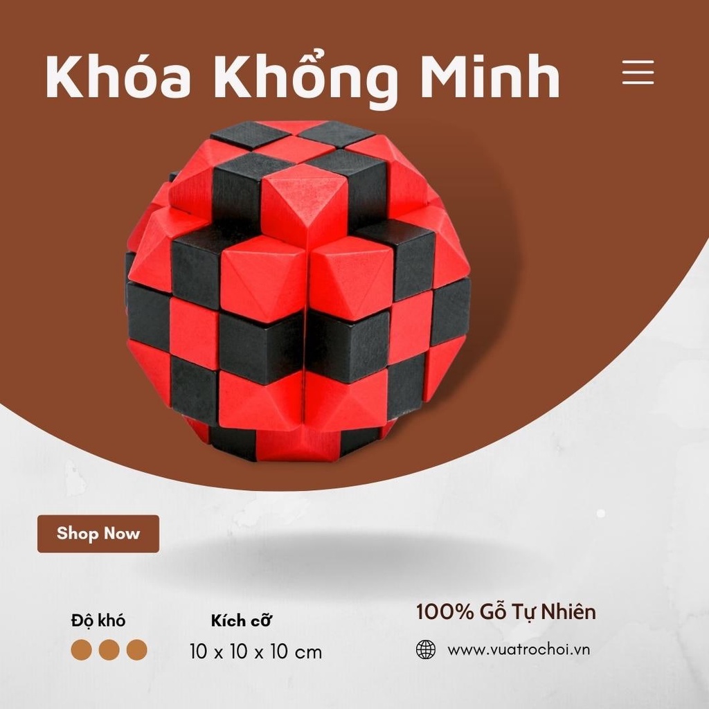 Đồ Chơi Gỗ Thông Minh Cho Trẻ Em - Khóa Gỗ Khổng Minh Tianzisuo - A91