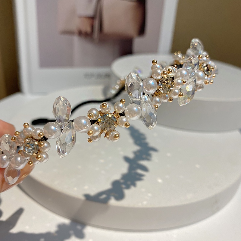 Băng Đô Cài Tóc Đính Hạt Ngọc Trai Giả Phong Cách Hàn Quốc Thanh Lịch Dành Cho Nữ