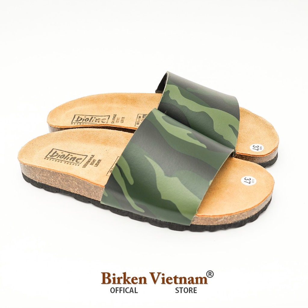 [Bản giới hạn] R05 -  Dép Birken Đế Trấu BIOLINE Official Phối Màu Camo Rằn Ri Thiết Kế Unisex Nam nữ Quai Da PU cao cấp