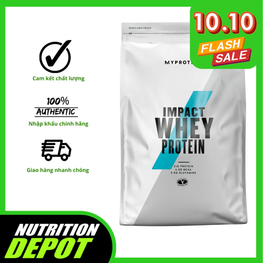 Sữa tăng cơ Impact Whey Protein Myprotein 2.5kg (100 lần dùng) tặng bình lắc - Nutrition Depot