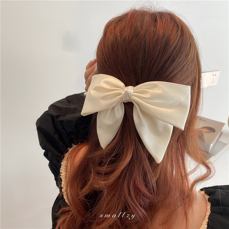 Kẹp Tóc Nơ Vải Lụa Satin Phong Cách Hàn Quốc Thời Trang Cho Nữ