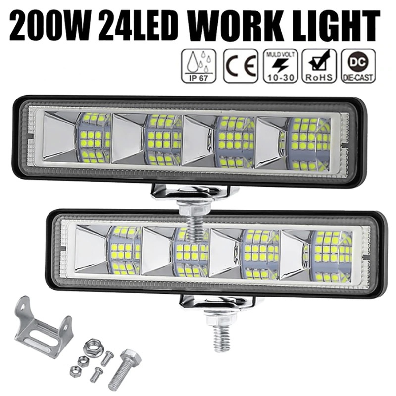 Bảng Đèn Led Trợ Sáng 72w/4x4 24 Bóng Led Cho Ô Tô/Xe Tải/Tàu Thuyền 12v-60v Kèm Vít