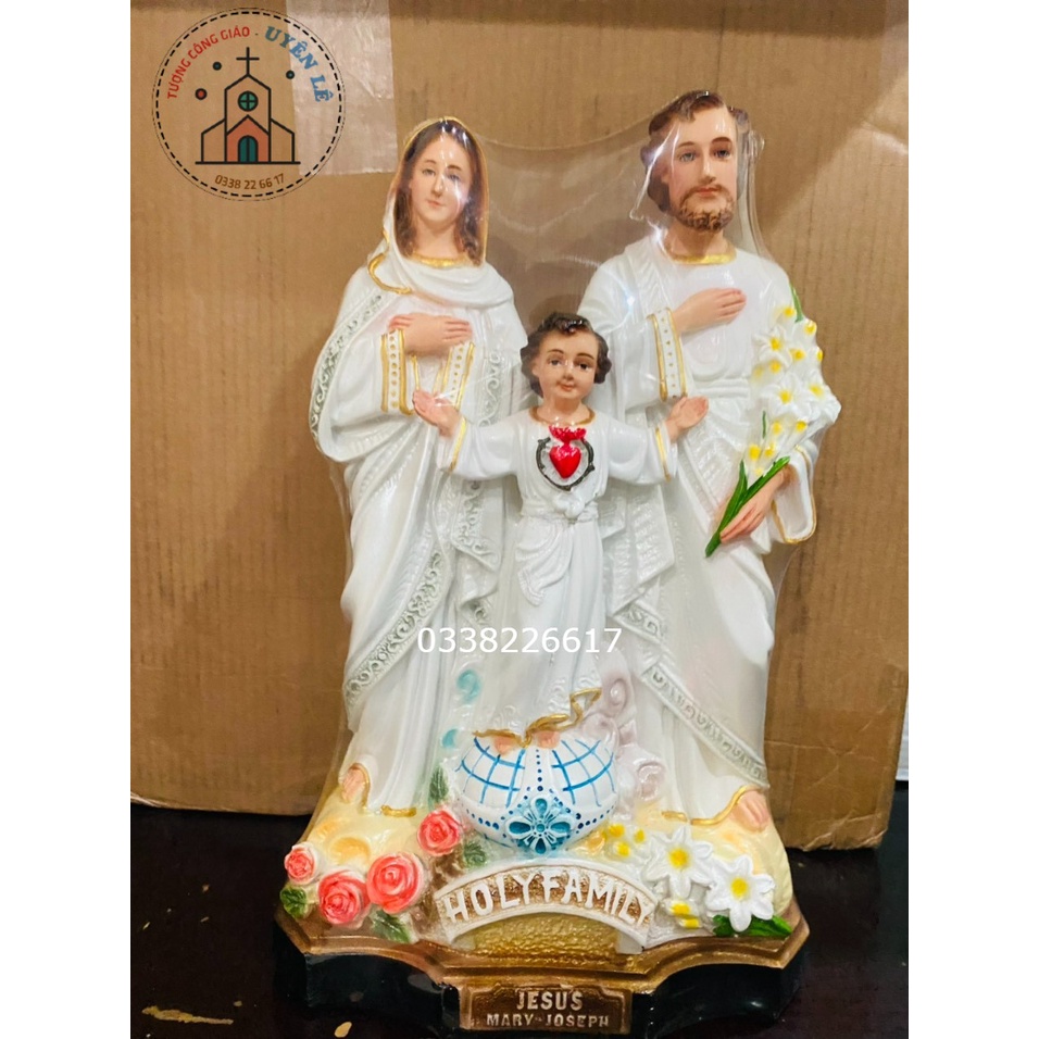 Tượng công giáo Gia đình thánh gia thất trắng 30-40cm