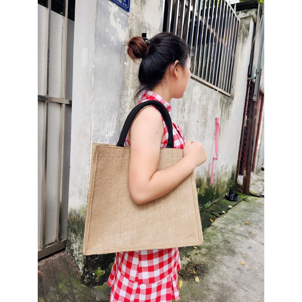 Túi Tote Vải Đay Tự Nhiên Phom Cứng Loại Đặc Biệt, Dùng Trơn Hoặc Để Vẽ Hàng VN Xuất Khẩu