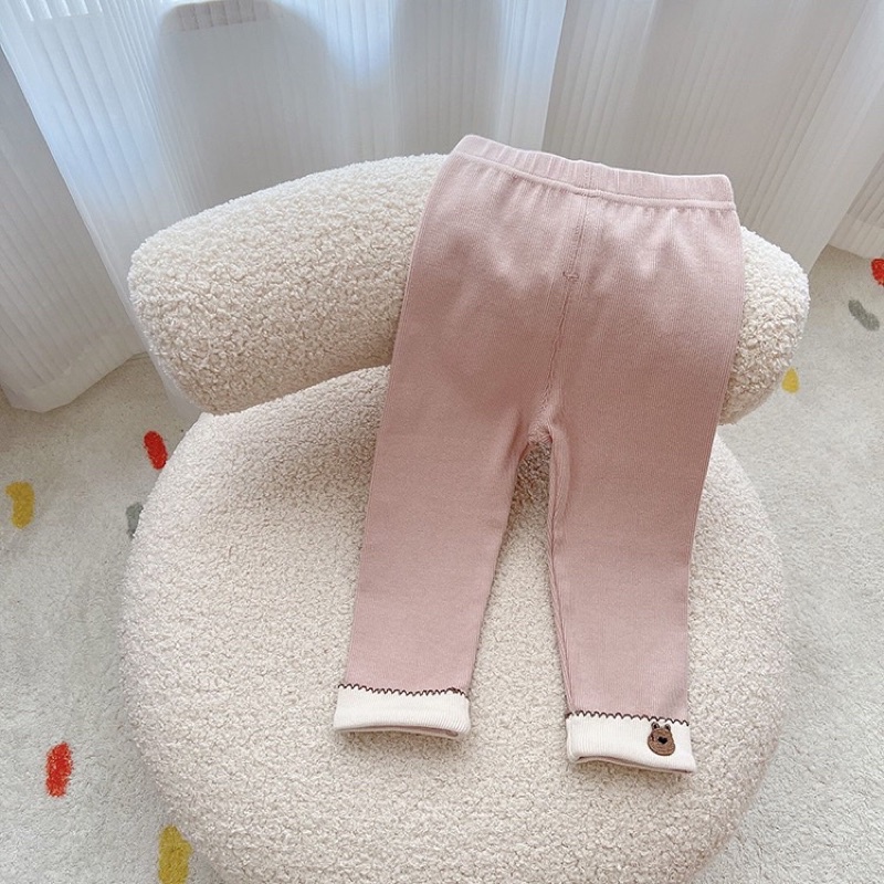 Quần Legging Nhung Tăm May Gấu Co Giãn Cho Bé