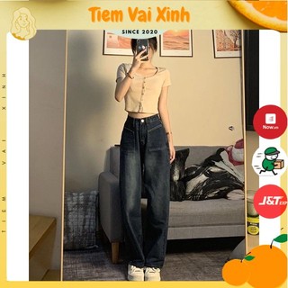  Quần Jeans Nữ Ống Suông 🍊 Tiệm Vải Xinh  Quần Ống Suông Jean Túi Chéo 