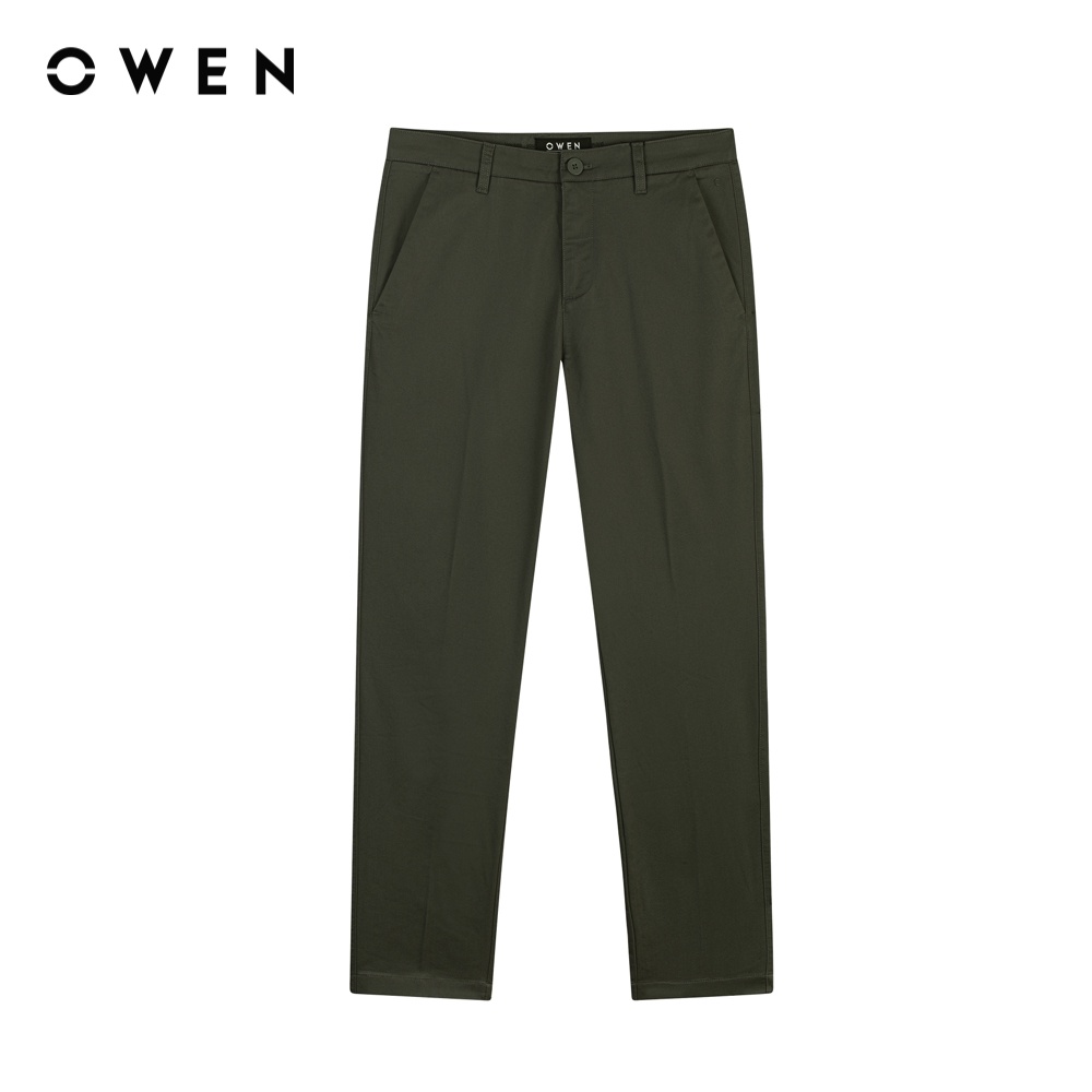 Quần Khaki Nam Owen Cotton Slimfit màu xanh olive  - QKSL91734