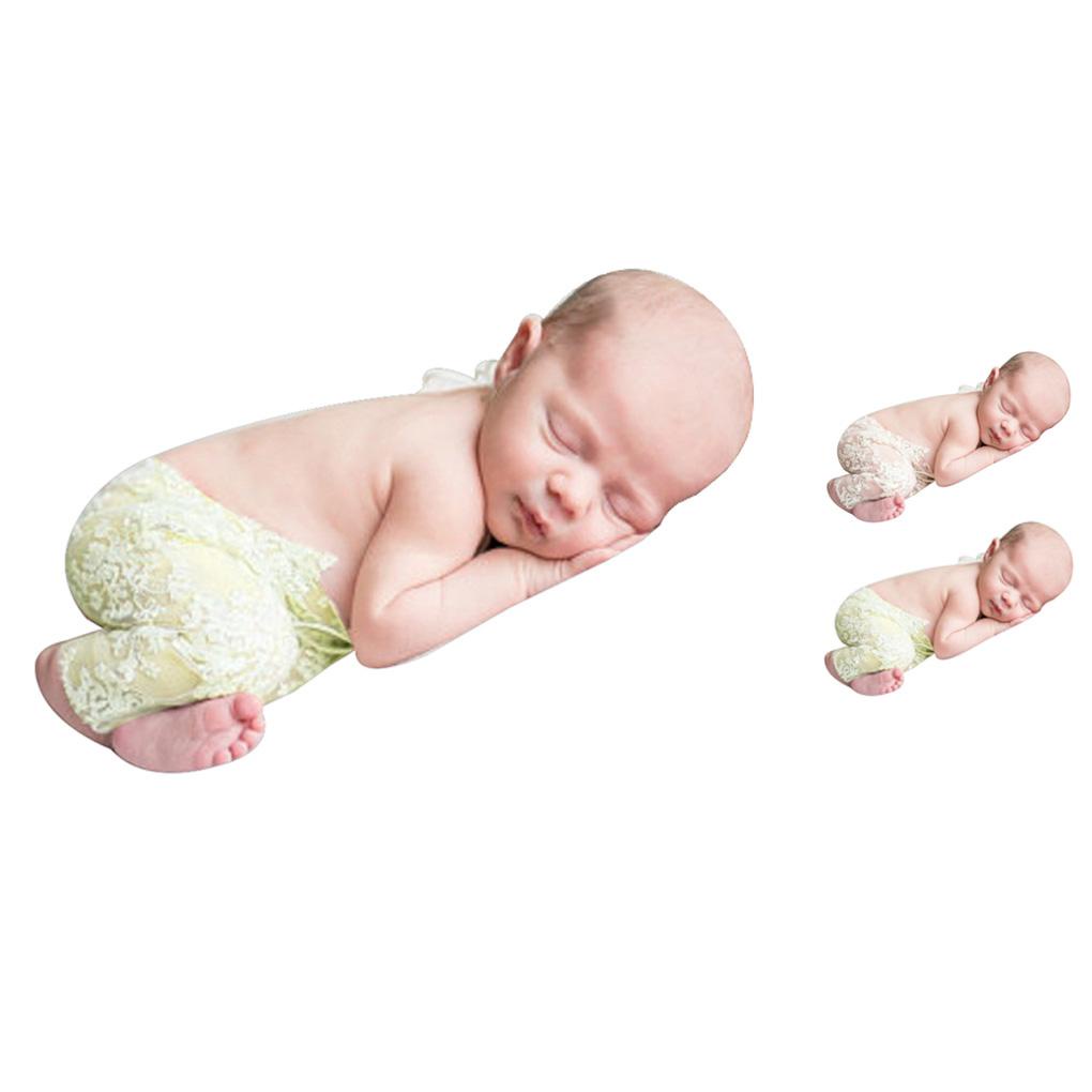 Bộ Áo Liền Quần Phối Ren Thêu Hoa + Băng Đô Xinh Xắn Chụp Ảnh Cho Bé Gái Sơ Sinh