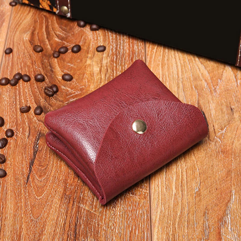 Ví Da PU Đựng Tiền Xu / Thẻ Cài Nút Bấm Hai Lớp Phong Cách Doanh Nhân Cho Nam